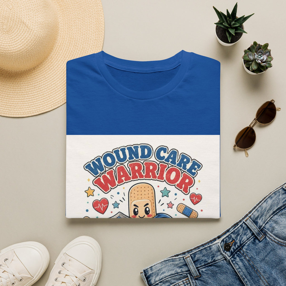 Wound Care Warrior T-Shirt Design Featuring Playful Bandage Character- Graphic Tees