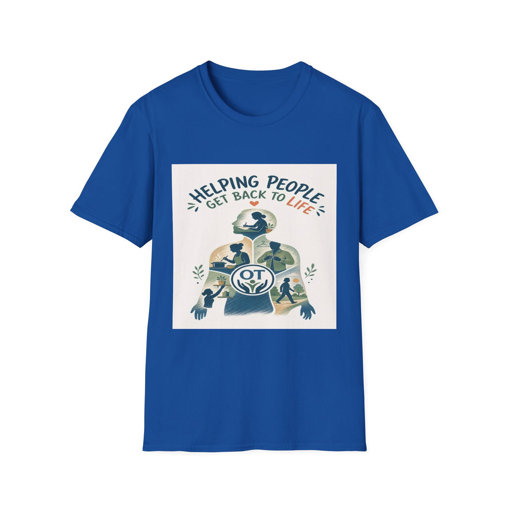 T-shirt Design Featuring Daily Activities Silhouette With OT Symbol- Graphic Tees