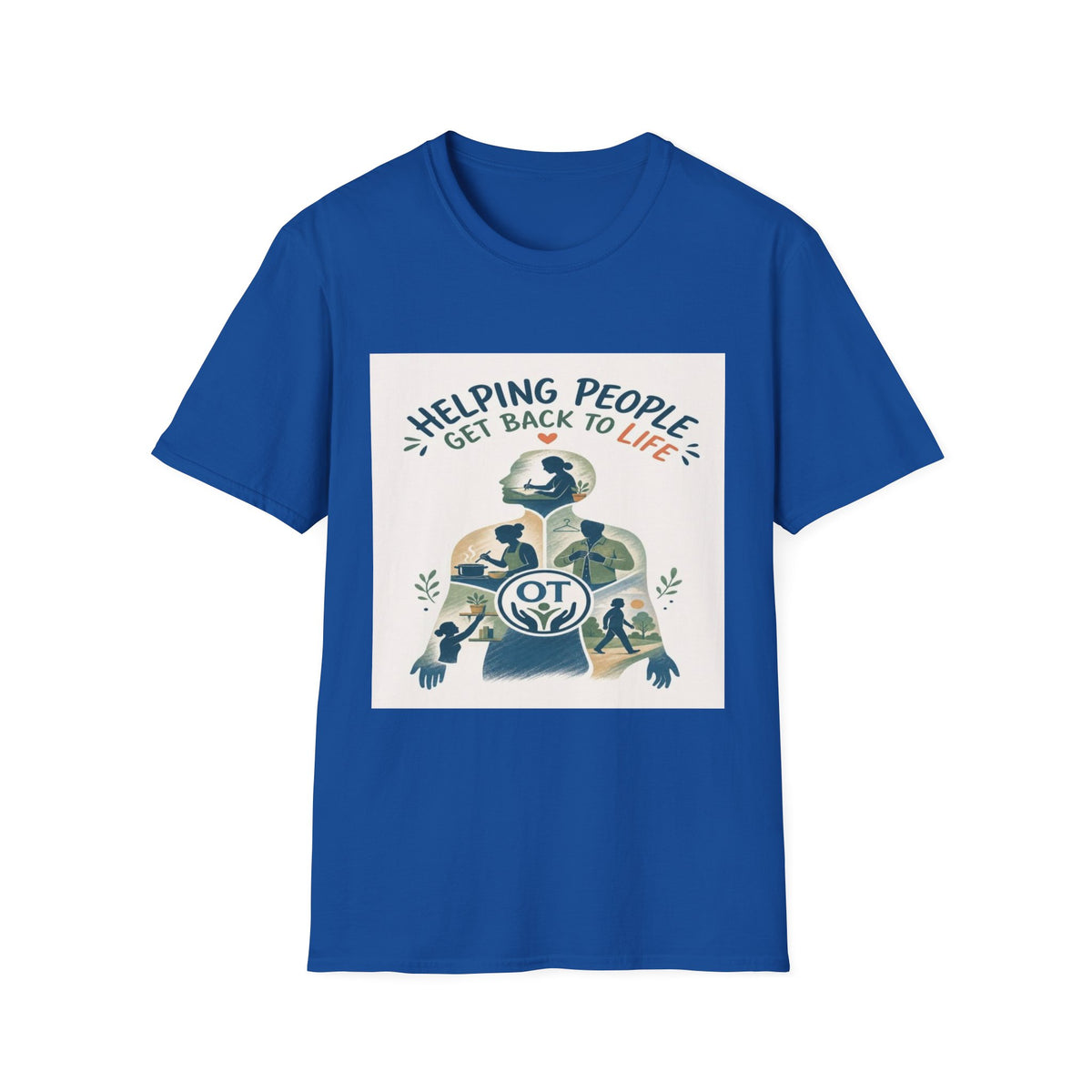 T-shirt Design Featuring Daily Activities Silhouette With OT Symbol- Graphic Tees
