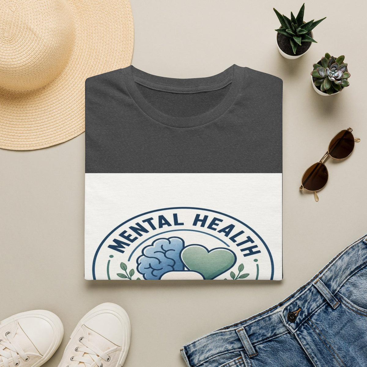 Badge-Style Graphic Featuring Mental Health Professional Title With Iconography- Graphic Tees