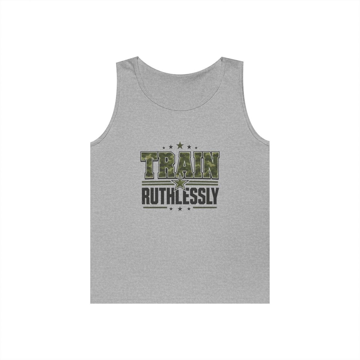 Train Ruthlessly Camouflage Gym Tank