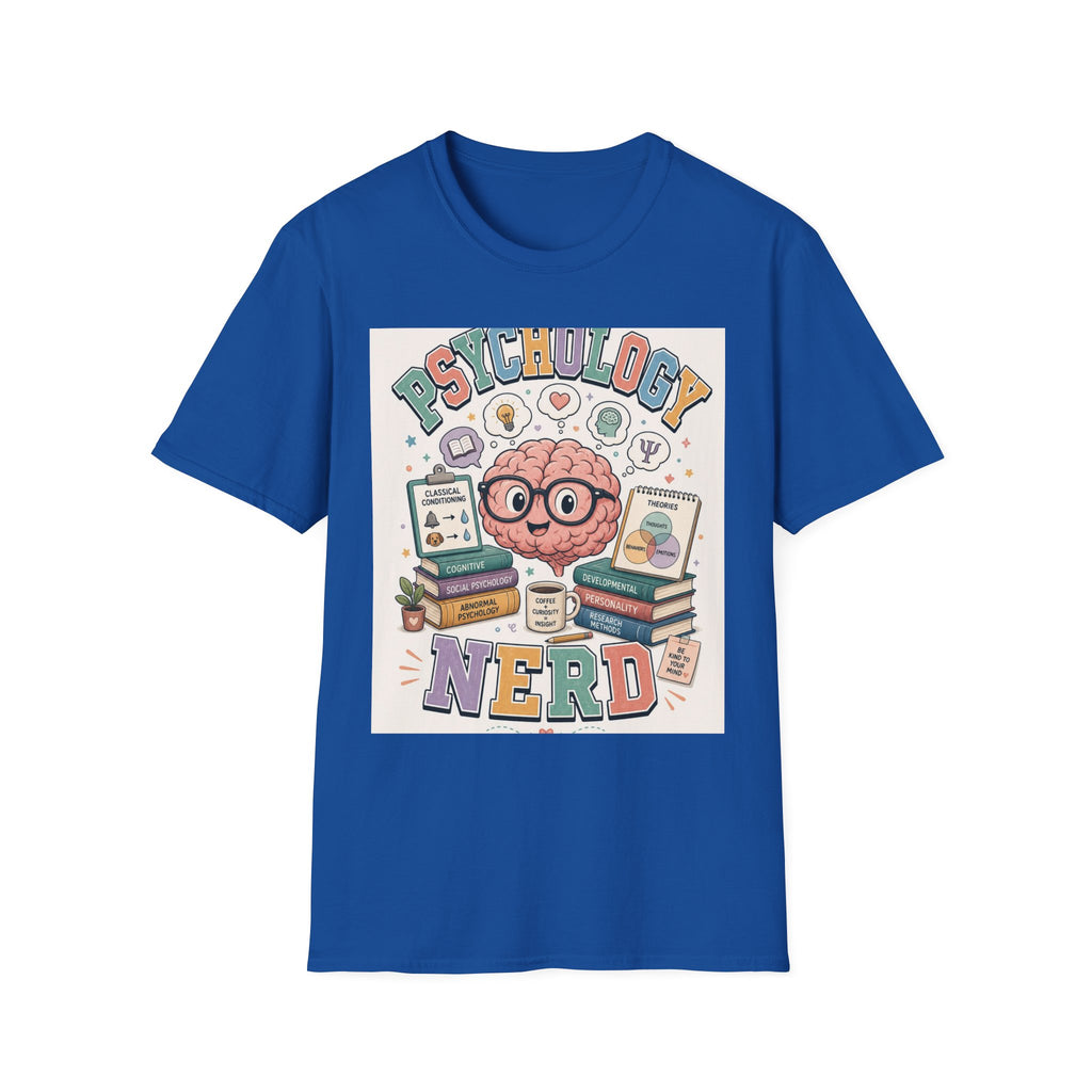 Playful Psychology Nerd T Shirt Design Featuring Brain And Books