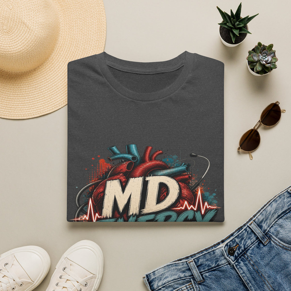 Bold MD Energy Graphic With Anatomical Heart Design- Graphic Tees