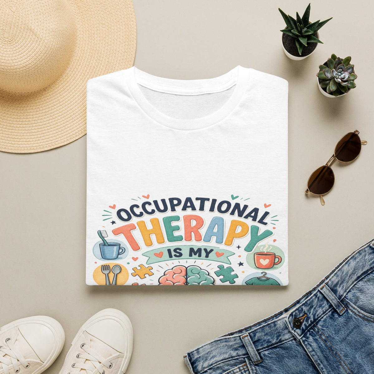 Playful T-shirt Design Celebrating Occupational Therapy Vibrantly Illustrated- Graphic Tees