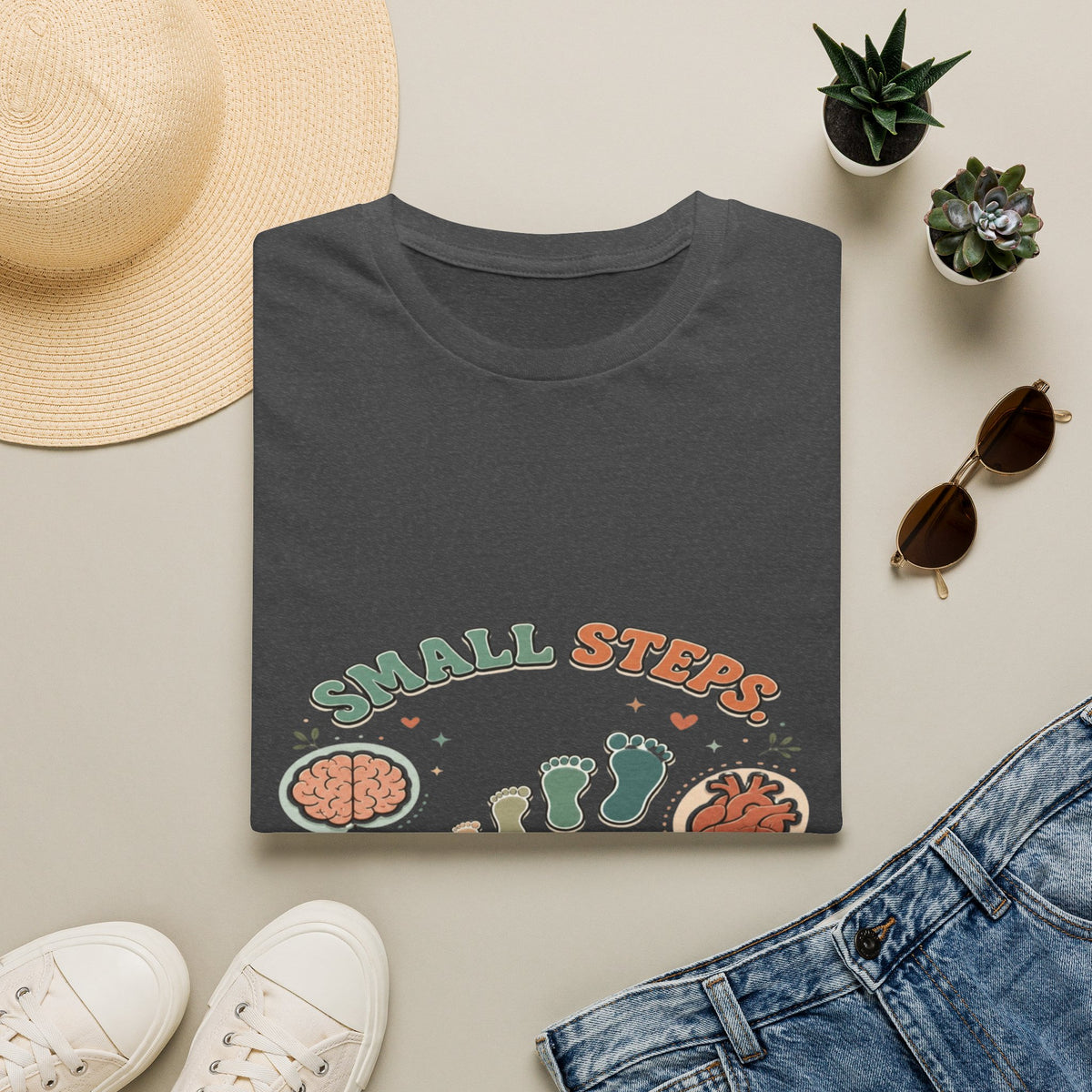 Typography Design Showcasing Small Steps Leading To Growth- Graphic Tees