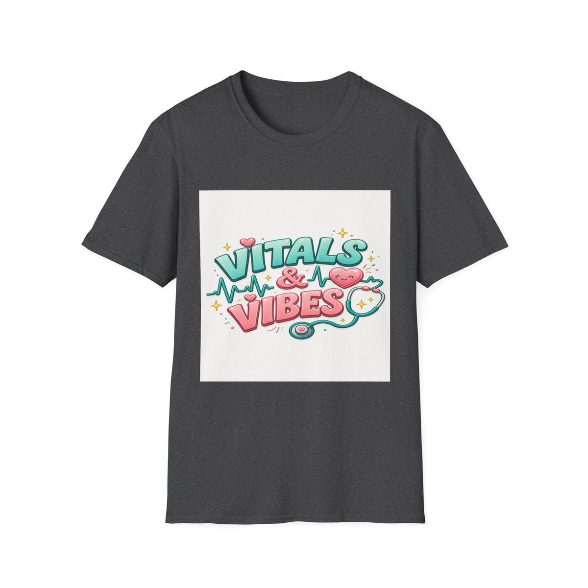 Trendy Healthcare T-Shirt Design Featuring Vitals And Vibes (1)- Graphic Tees