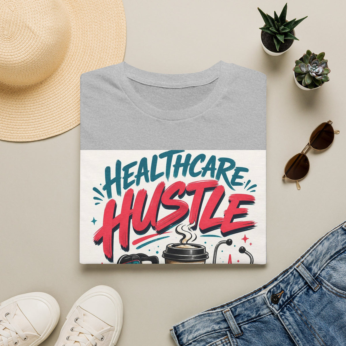 Dynamic T Shirt Design Featuring Healthcare Hustle Text