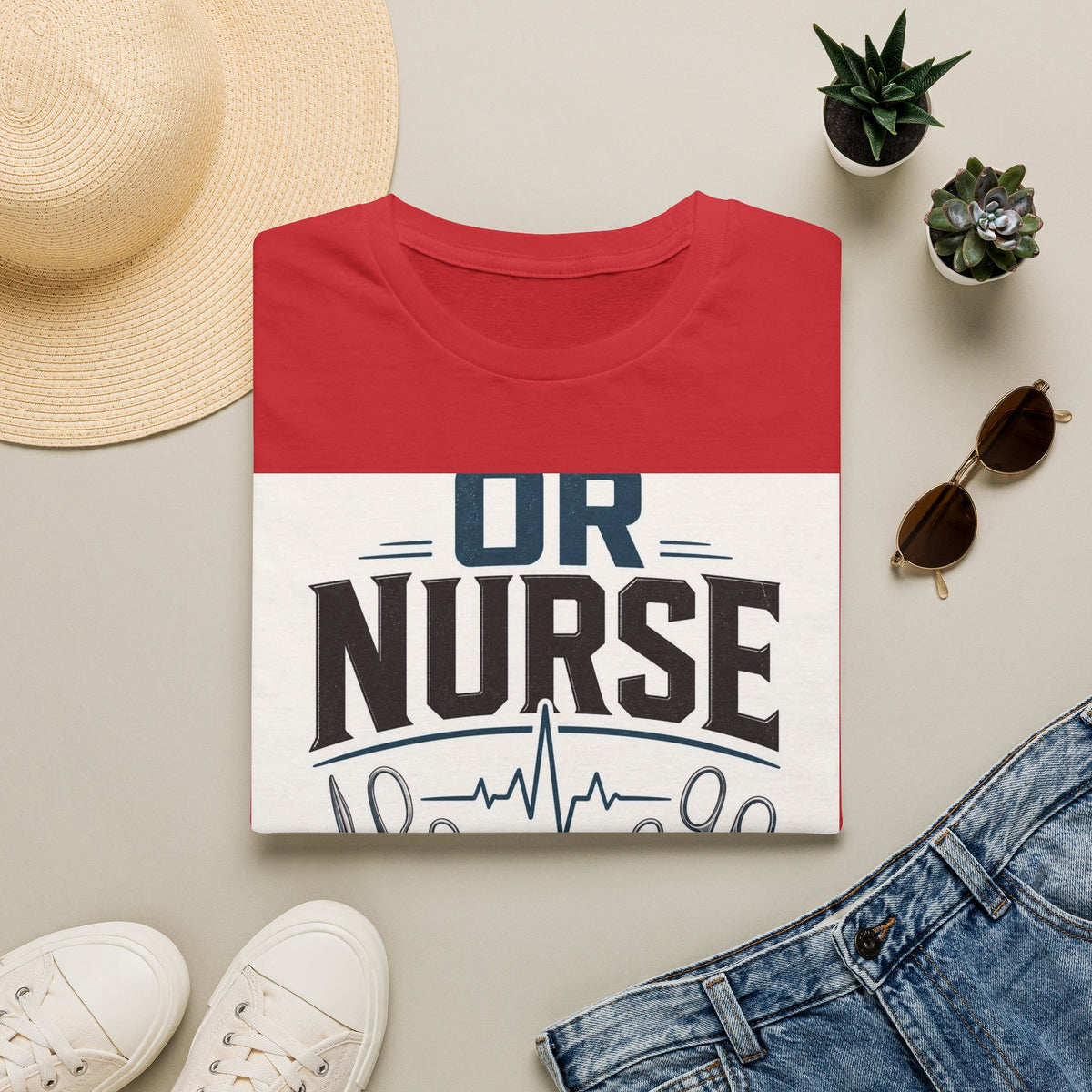 Bold T Shirt Design Featuring Nurse Motto With Instruments