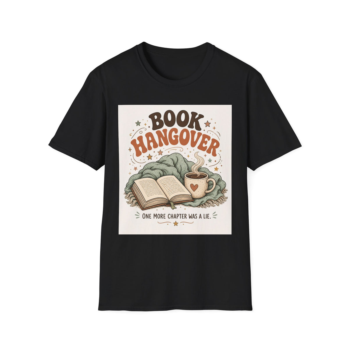 Cozy T Shirt Design Featuring Book And Coffee Cup