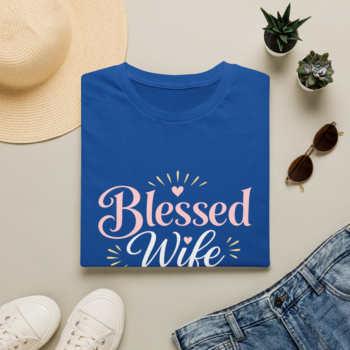 Blessed Wife Club T-Shirt — Pastel Pink 'Blessed' Graphic Tee