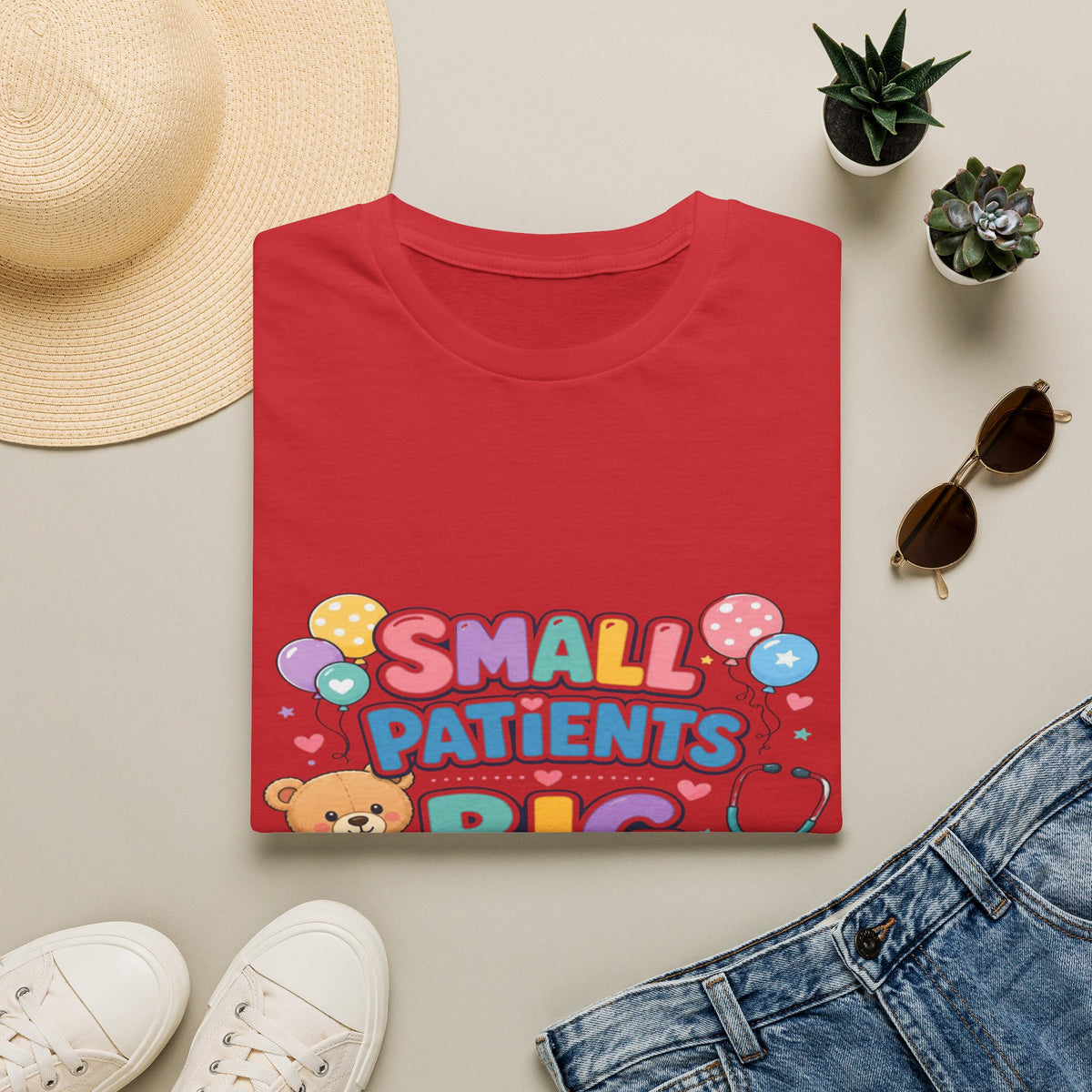 Vibrant T-Shirt Design Celebrating Pediatric Care With Balloons- Graphic Tees