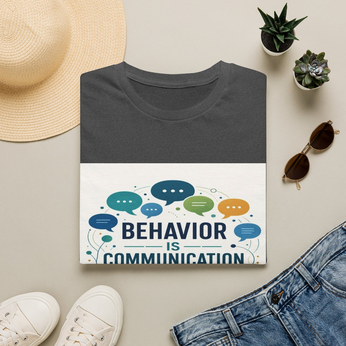 T-shirt Design Featuring Bold Phrase Surrounded By Colorful Speech Bubbles- Graphic Tees