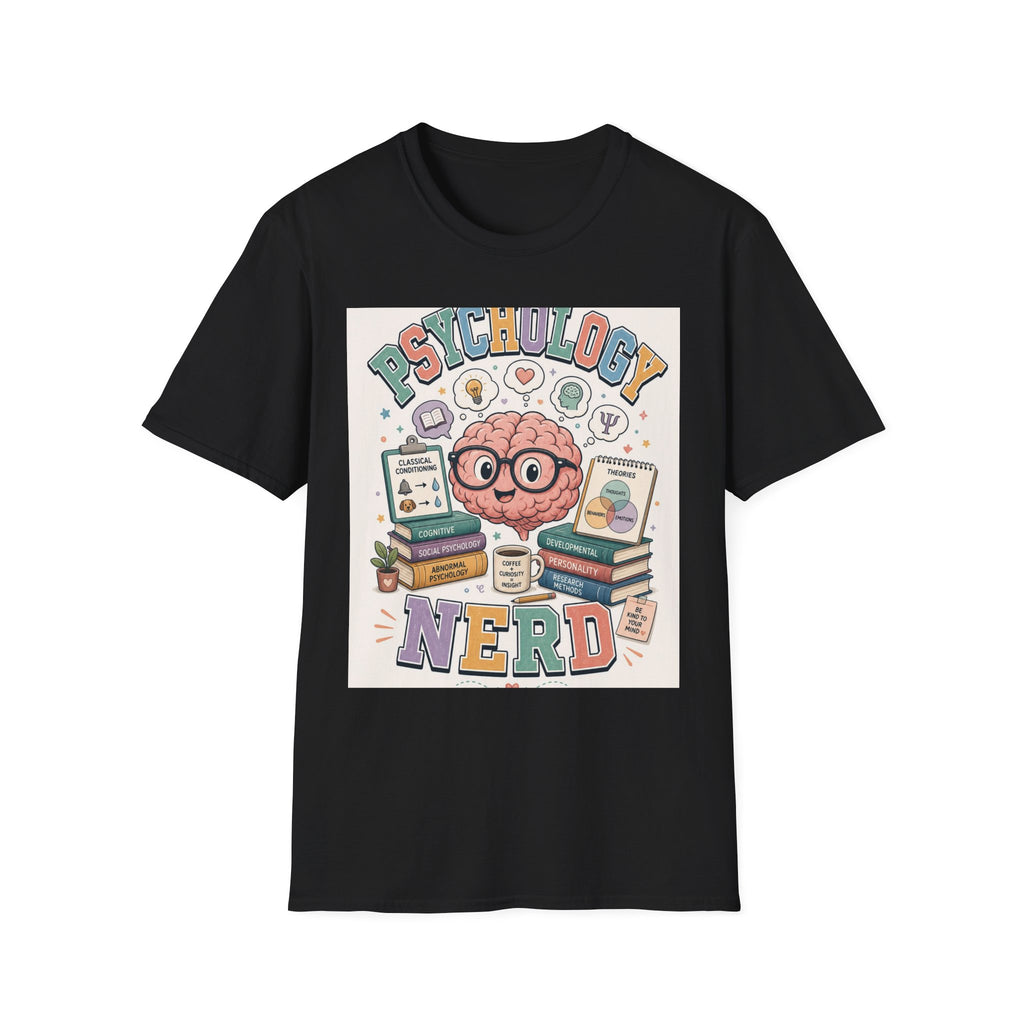 Playful Psychology Nerd T Shirt Design Featuring Brain And Books