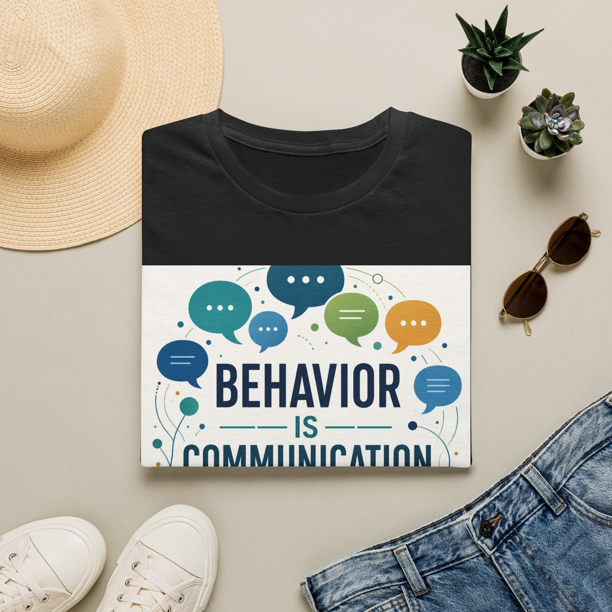T Shirt Design Featuring Bold Phrase Surrounded By Colorful Speech Bubbles
