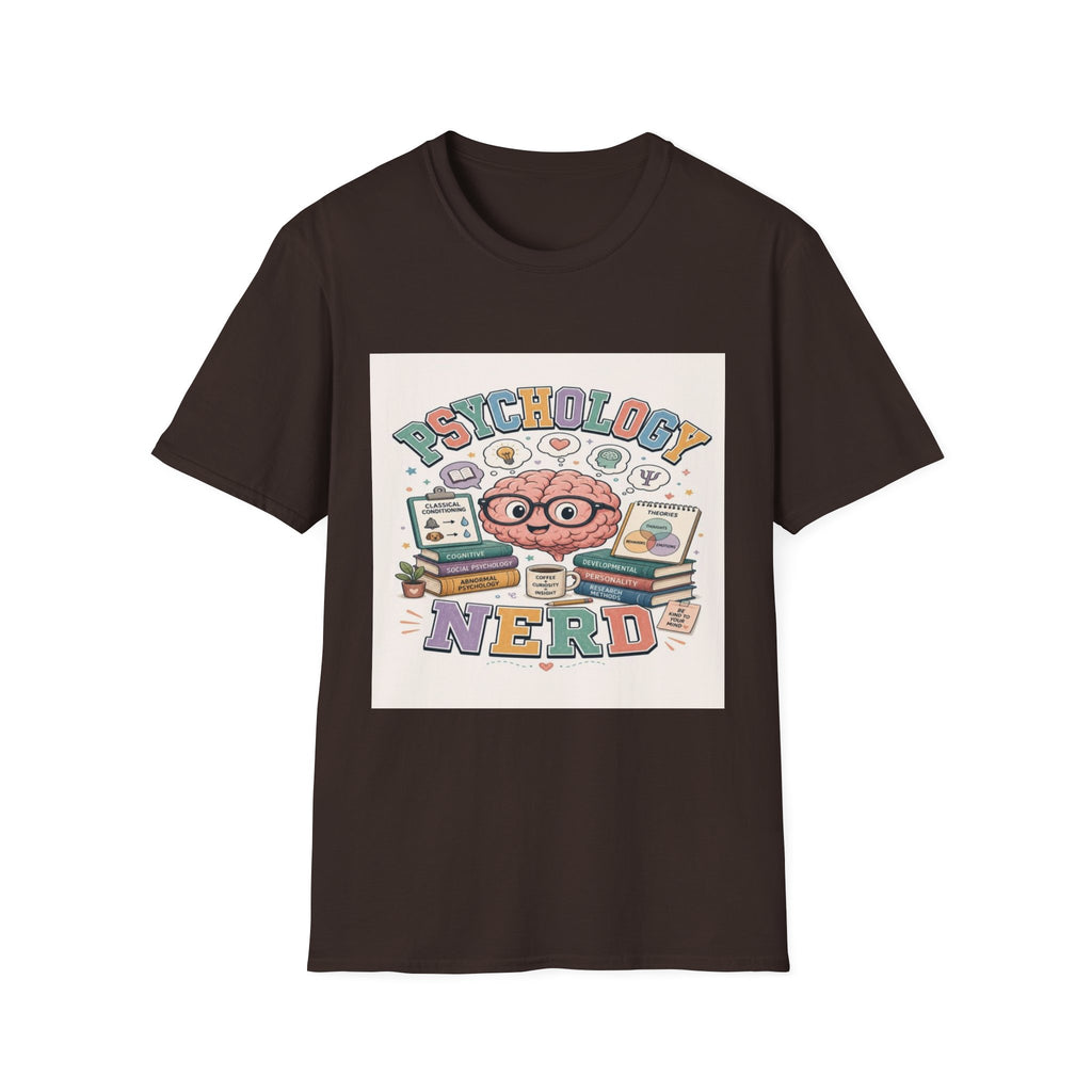 Playful Psychology Nerd T-Shirt Design Featuring Brain And Books- Graphic Tees