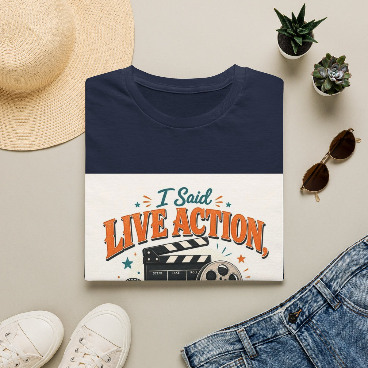 Retro T-Shirt Design Featuring Bold Typography And Film Elements- Graphic Tees