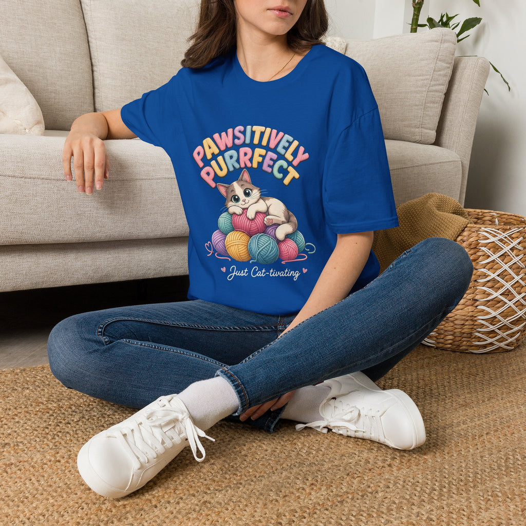 Pawsitively Purrfect Cat T-Shirt — Cute Kitten Yarn Lover Tee
