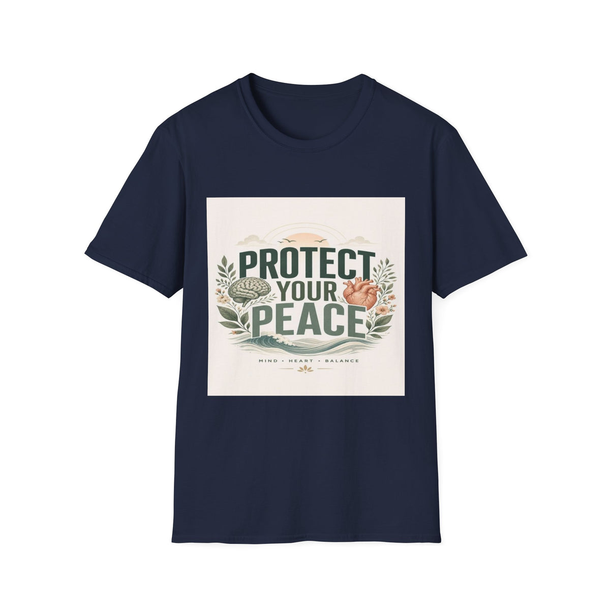 Large Typography Graphic Promoting Peace With Botanical Elements- Graphic Tees
