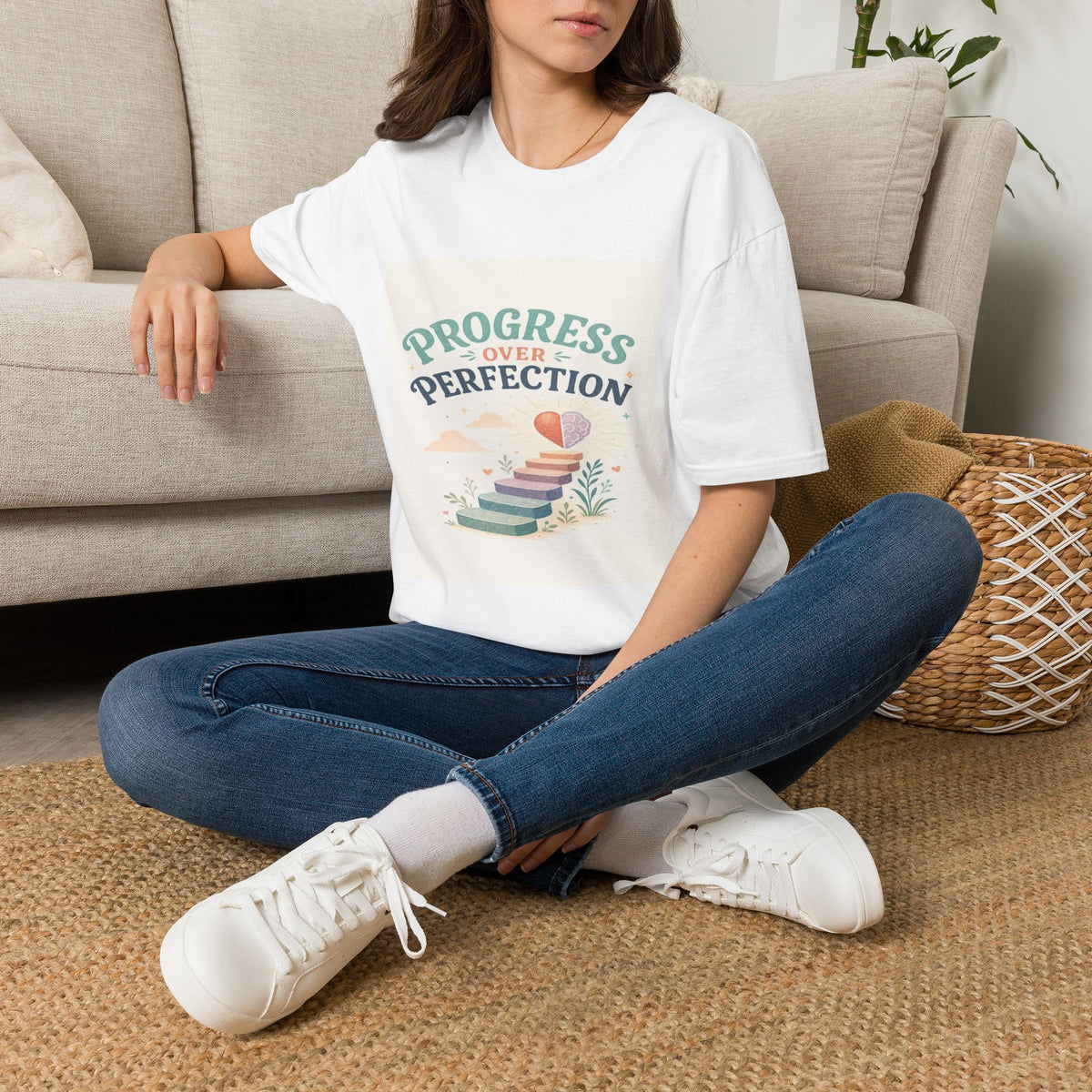 Bold T-Shirt Design Featuring Progress Over Perfection Phrase- Graphic Tees
