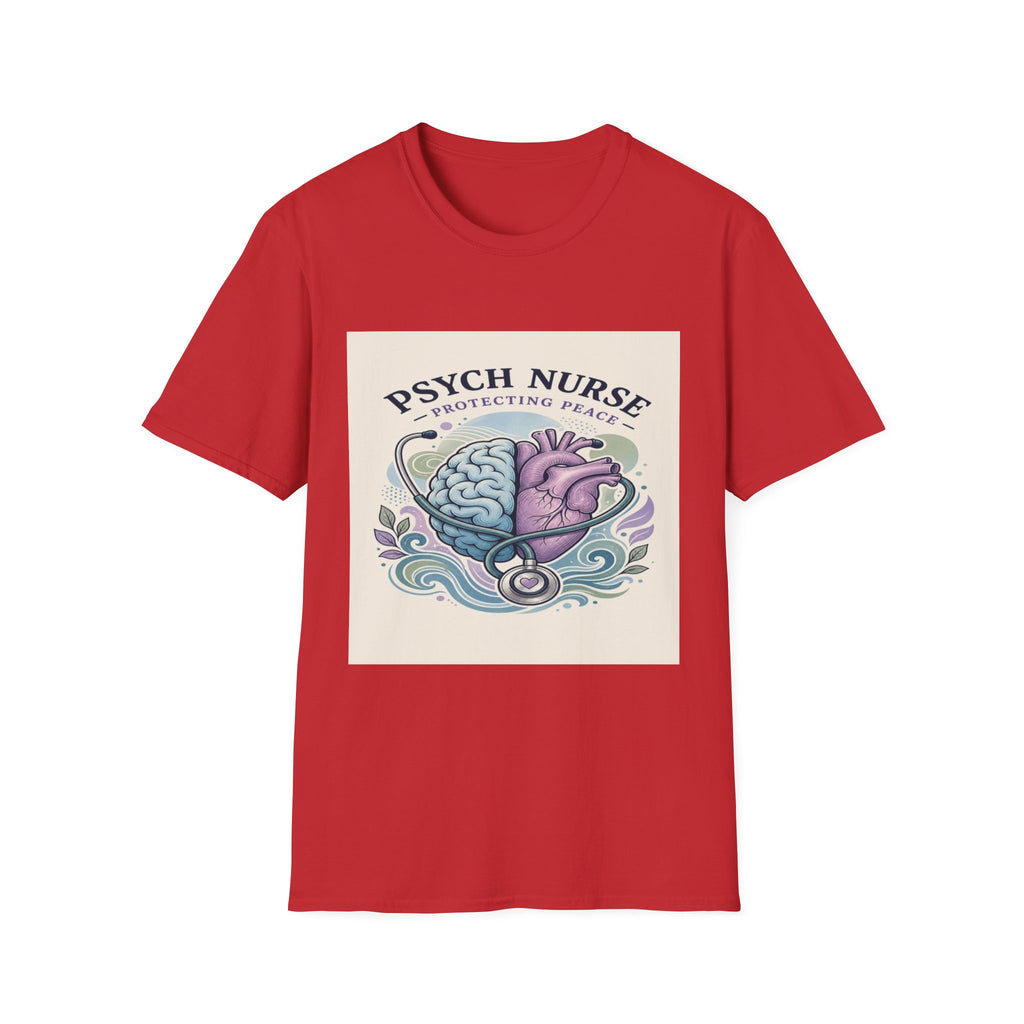 Stylized Brain And Heart Illustration With Stethoscope Art- Graphic Tees