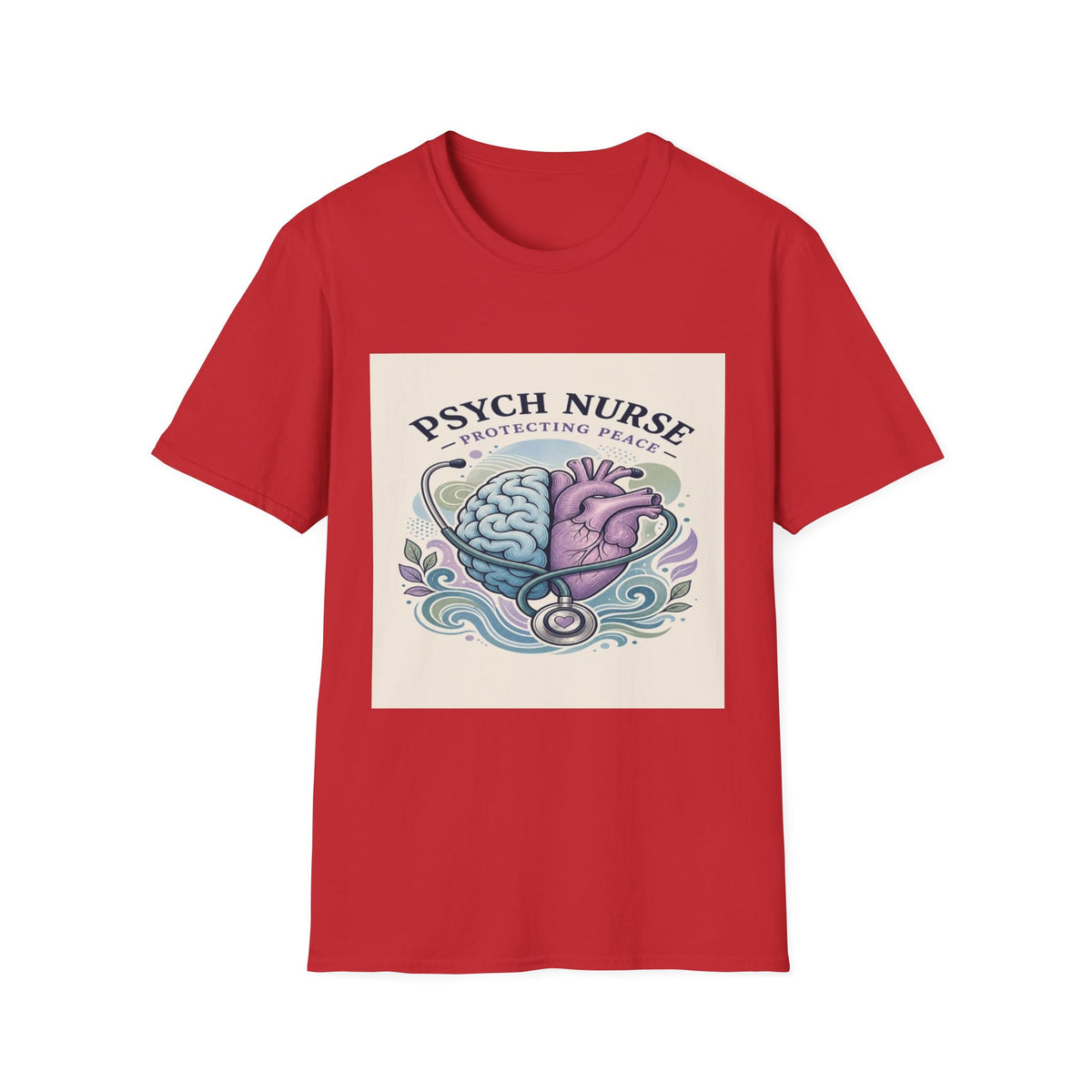 Stylized Brain And Heart Illustration With Stethoscope Art- Graphic Tees