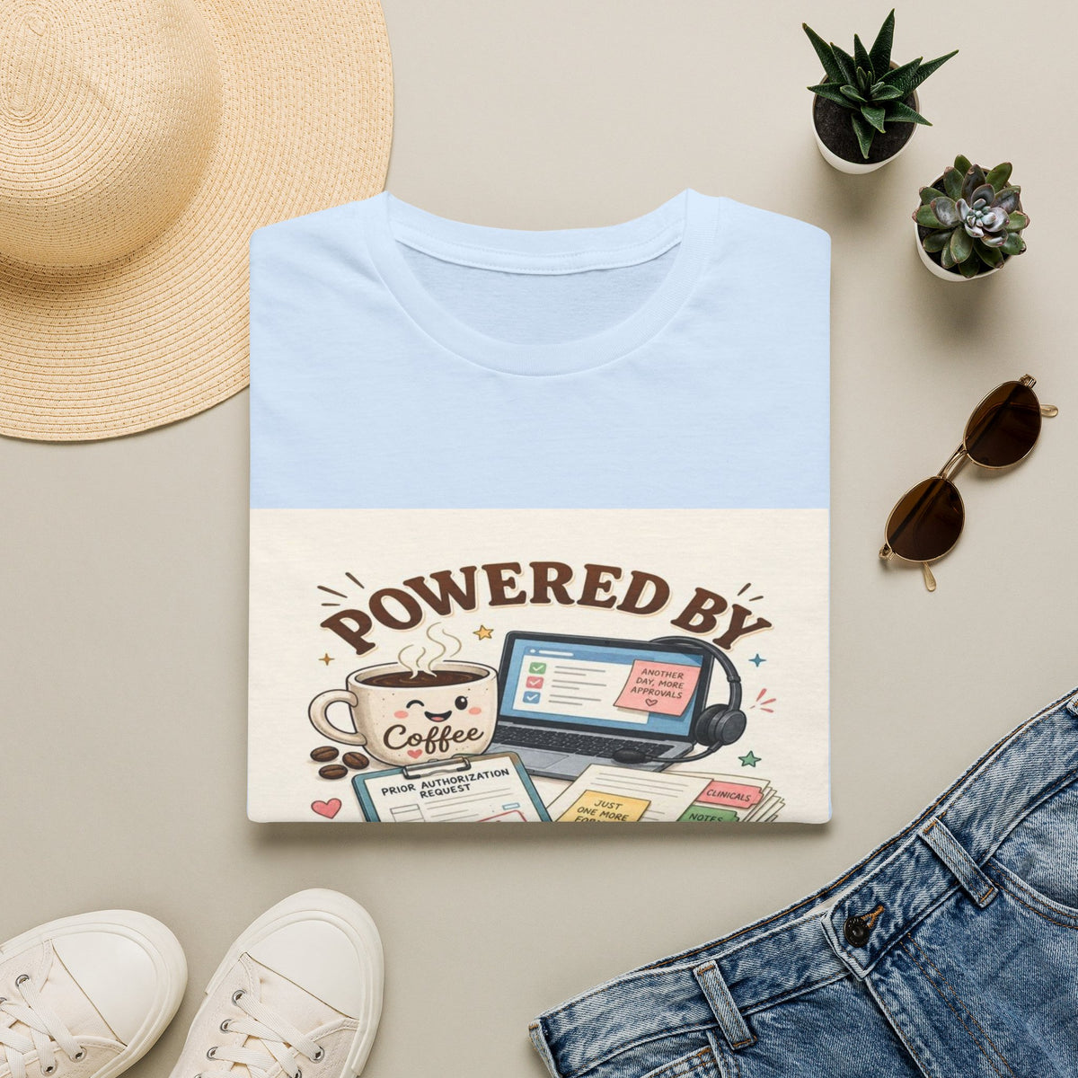 Whimsical T-shirt Design Featuring Coffee And Prior Authorizations (1)- Graphic Tees