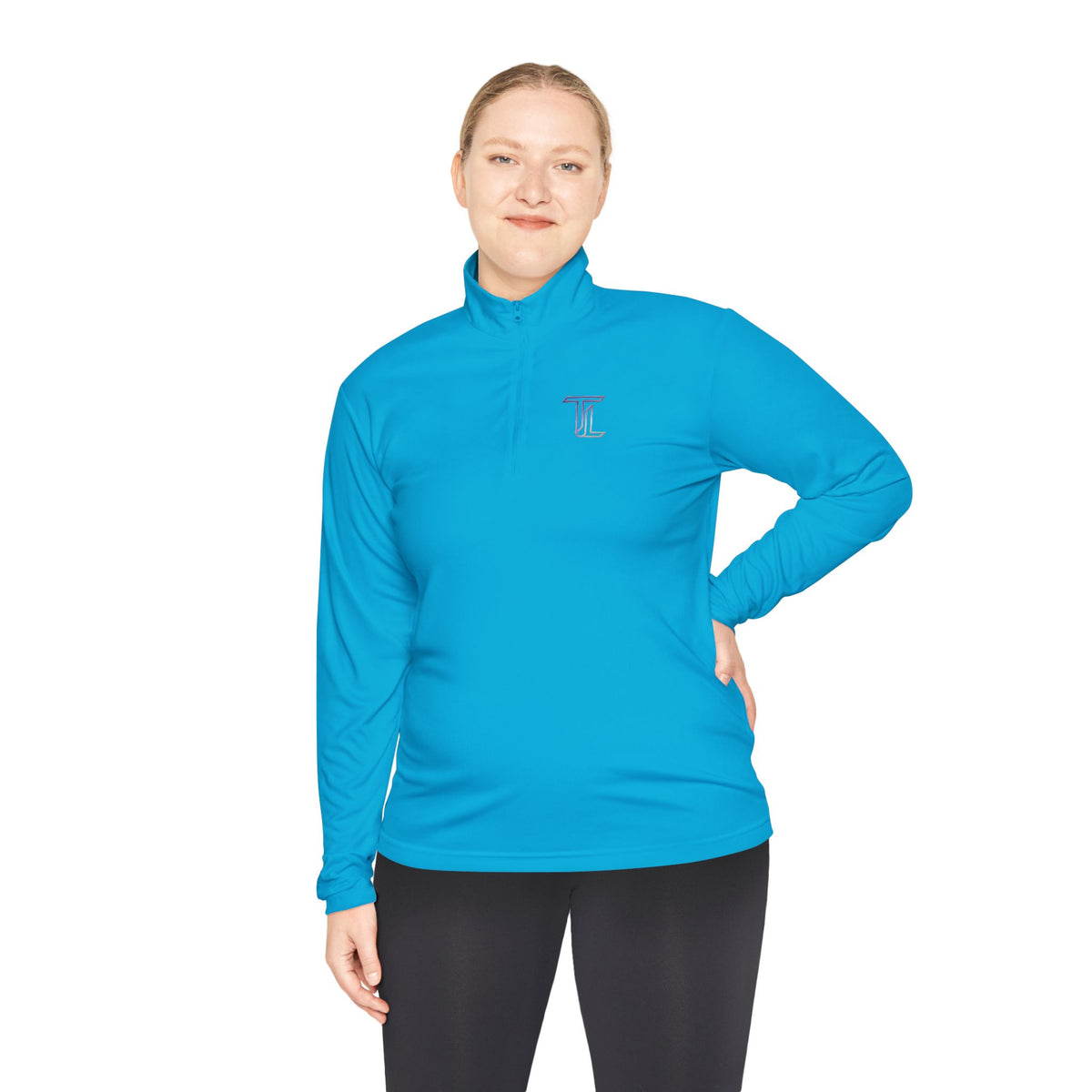 Quarter-Zip Pullover — Minimal Monogram 'T' Embroidered Pullover