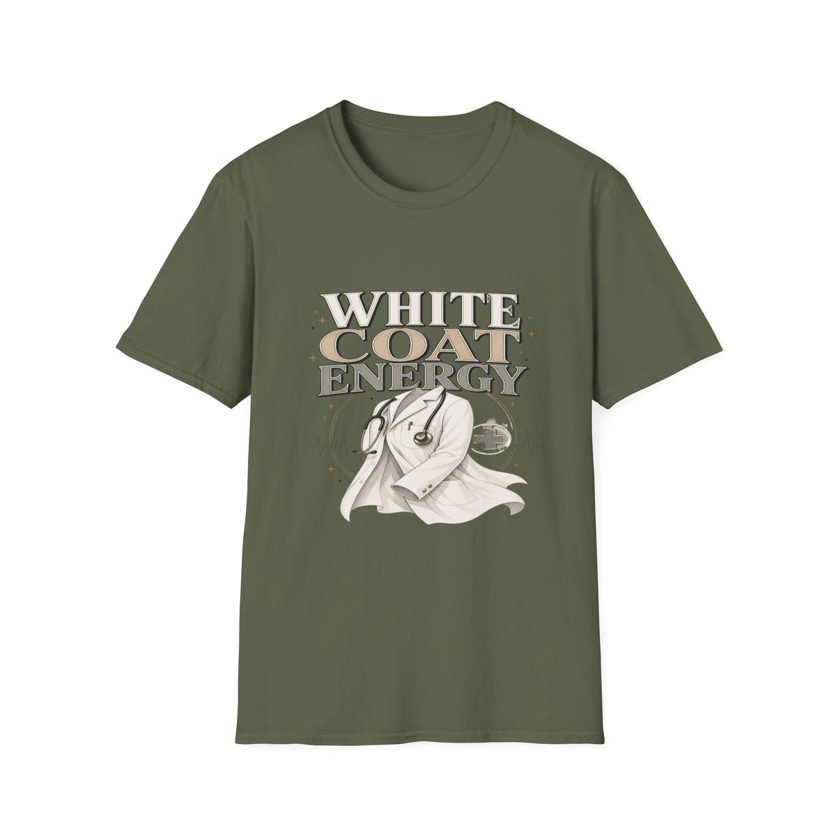 Elegant T-shirt Design Featuring White Coat Energy Typography- Graphic Tees