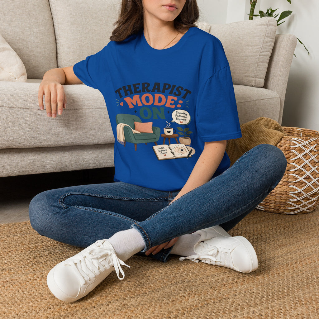 Bold Typography Depicting Therapist Mode With Stylish Illustrations- Graphic Tees
