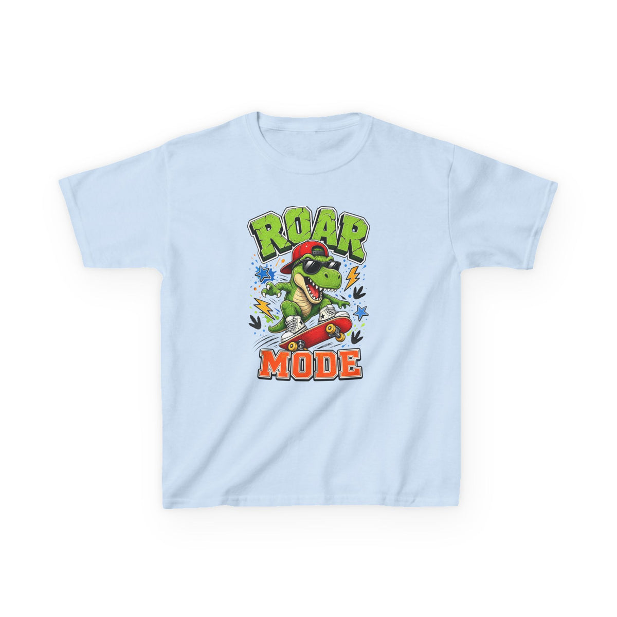 Kids Tee — "Roar Mode" Skateboarding Dino Graphic Shirt