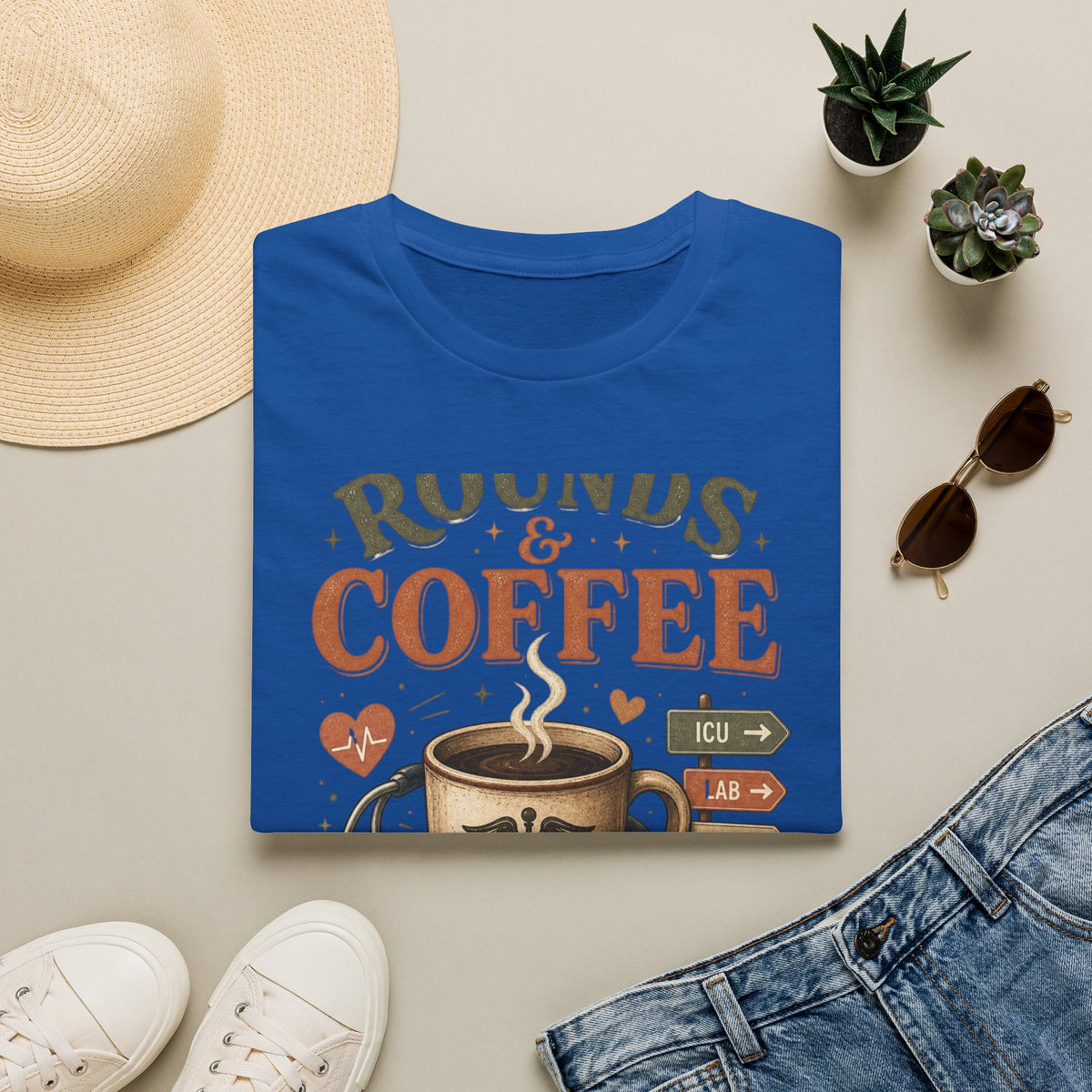 Coffee Cup With Stethoscope Combining Vintage Café And Medical Aesthetics