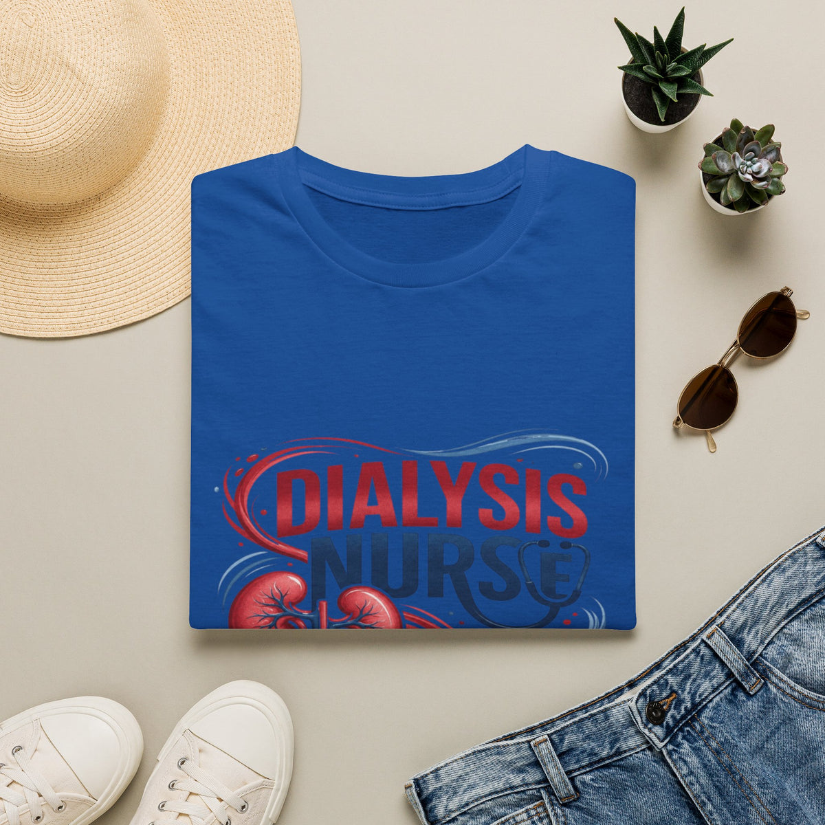 Creative T-Shirt Design Celebrating Dialysis Nurses With Flowing Elements- Graphic Tees