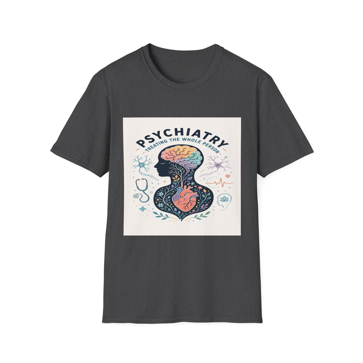 Colorful Brain And Heart In Human Silhouette With Text- Graphic Tees