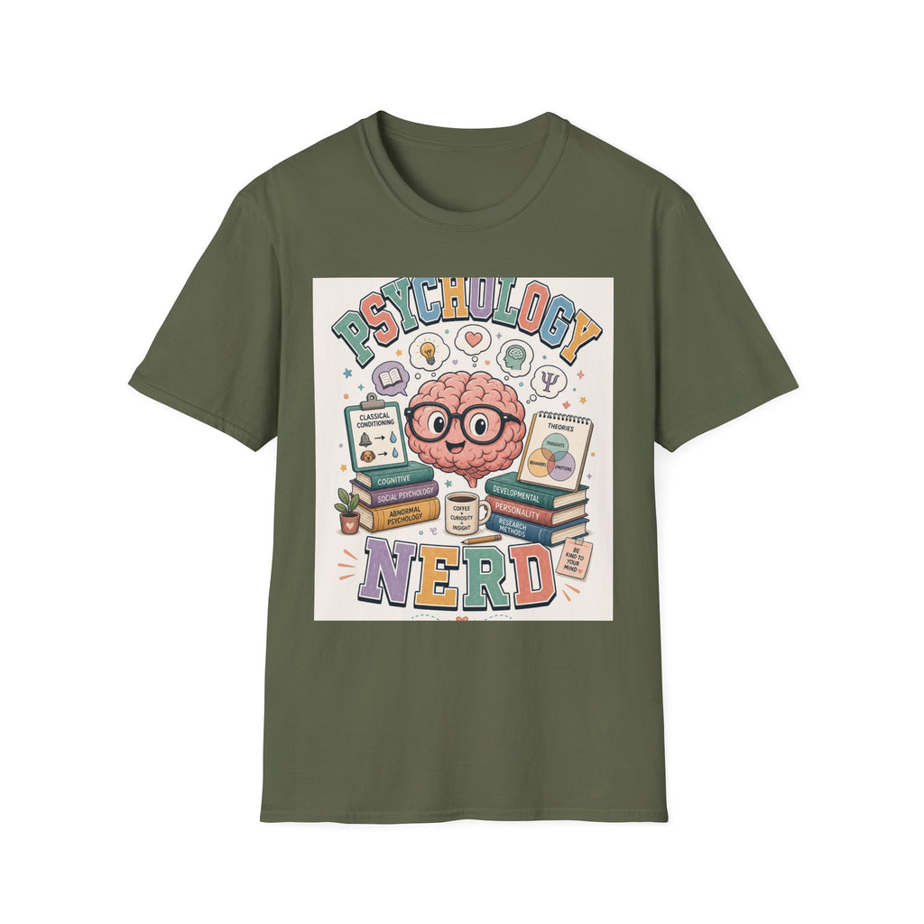 Playful Psychology Nerd T Shirt Design Featuring Brain And Books