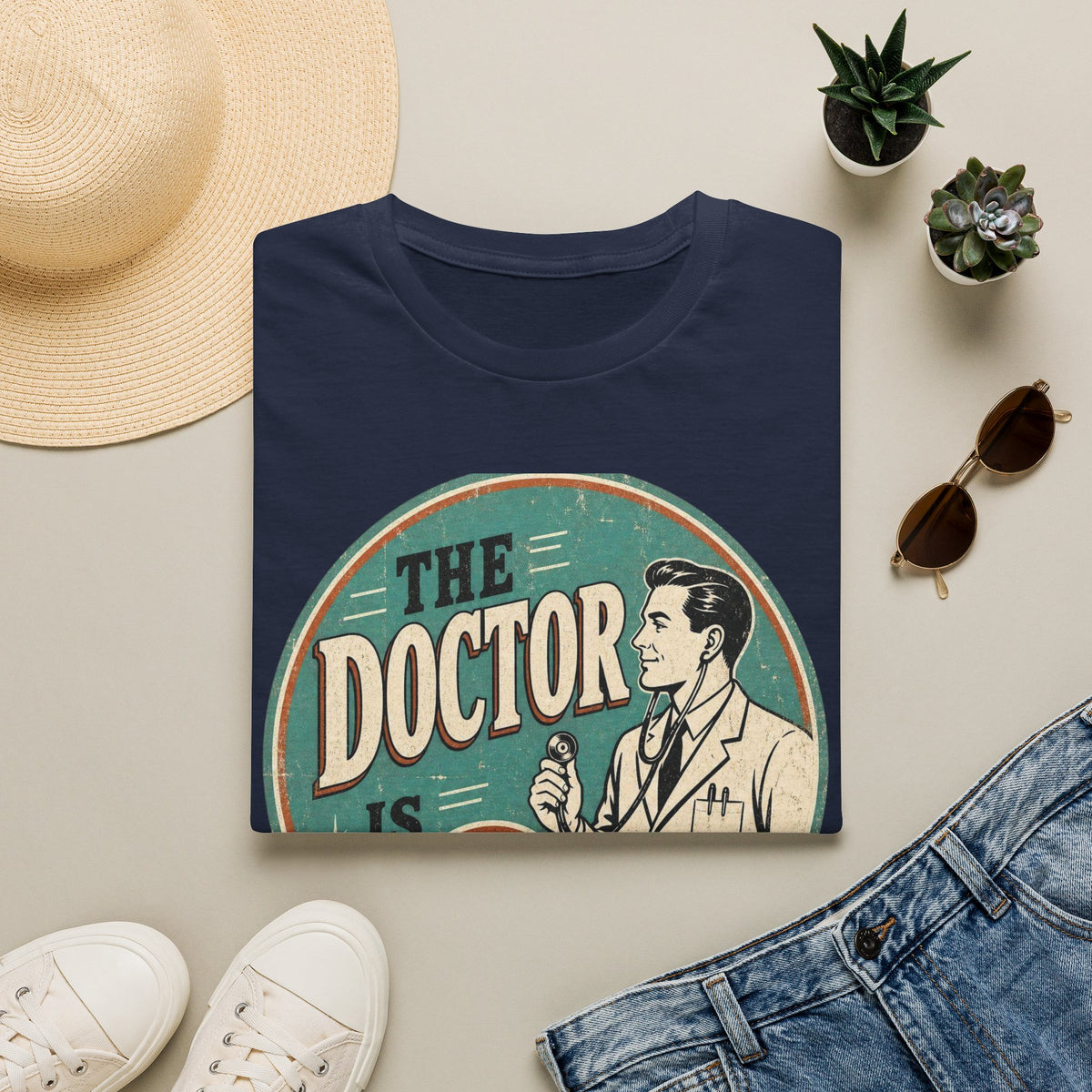 Vintage 1950s Doctor Office Graphic With Classic Badge