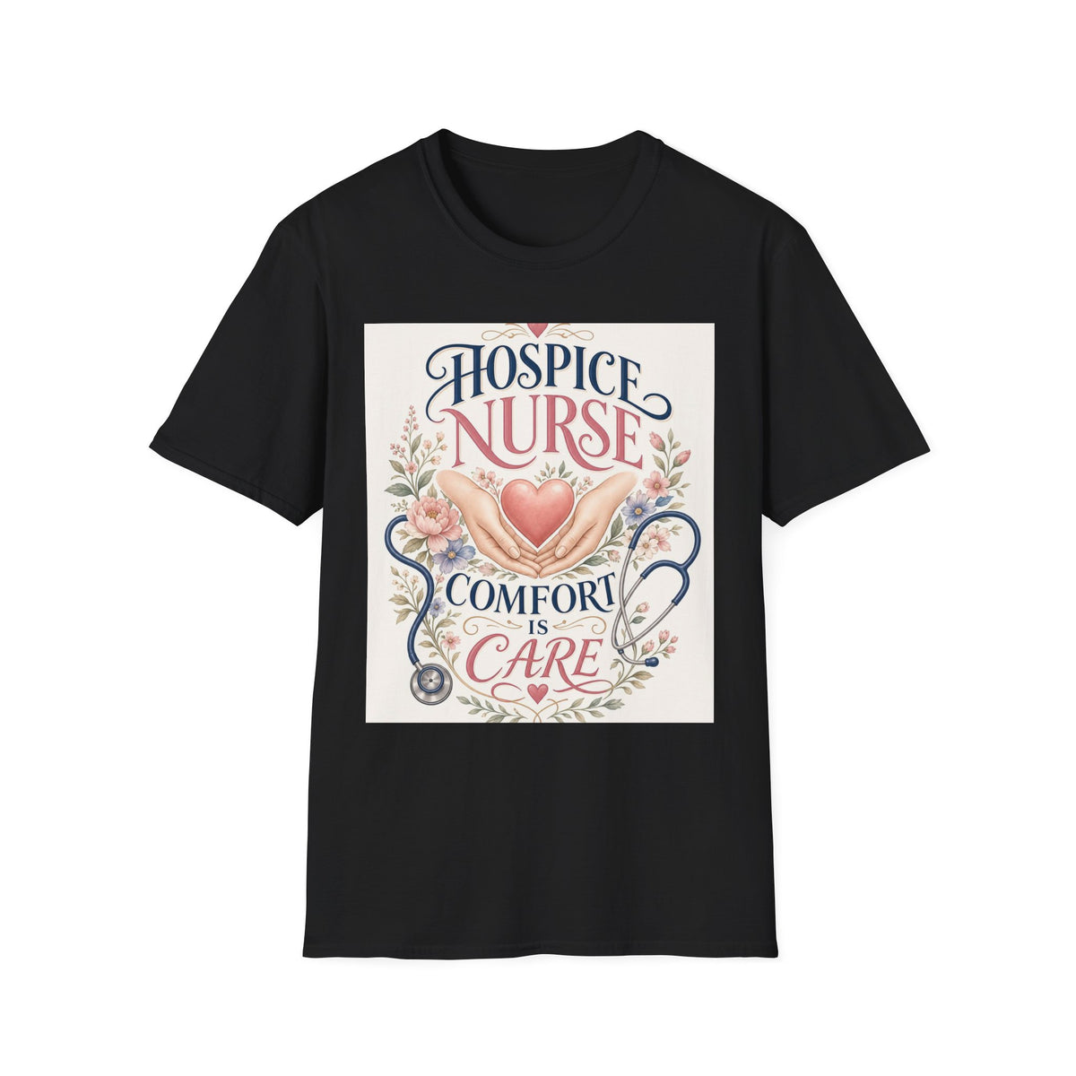 Elegant T Shirt Design Celebrating Hospice Nurses With Compassionate Imagery