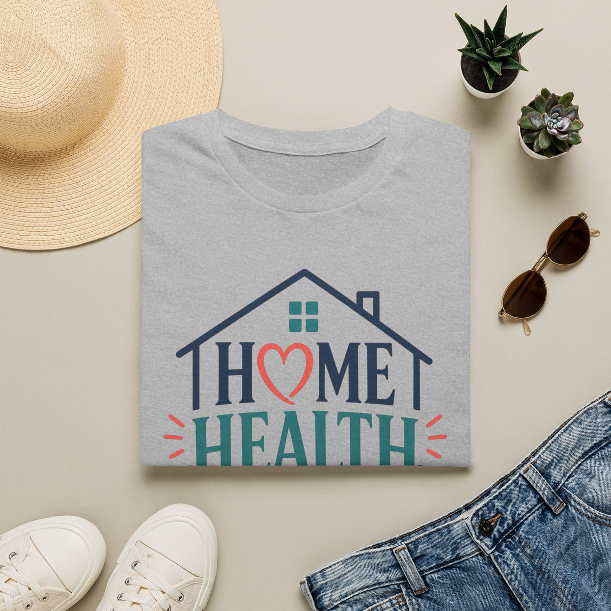Home Health Nurse T Shirt Design With Heart And Stethoscope