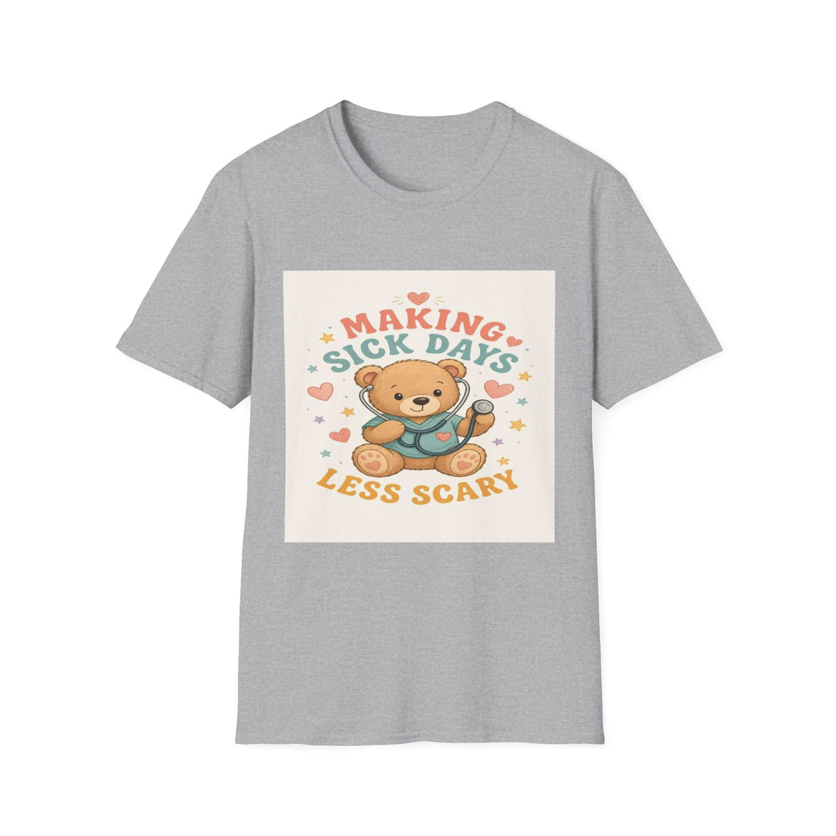 T-shirt Design Featuring Teddy Bear With Stethoscope And Stars- Graphic Tees
