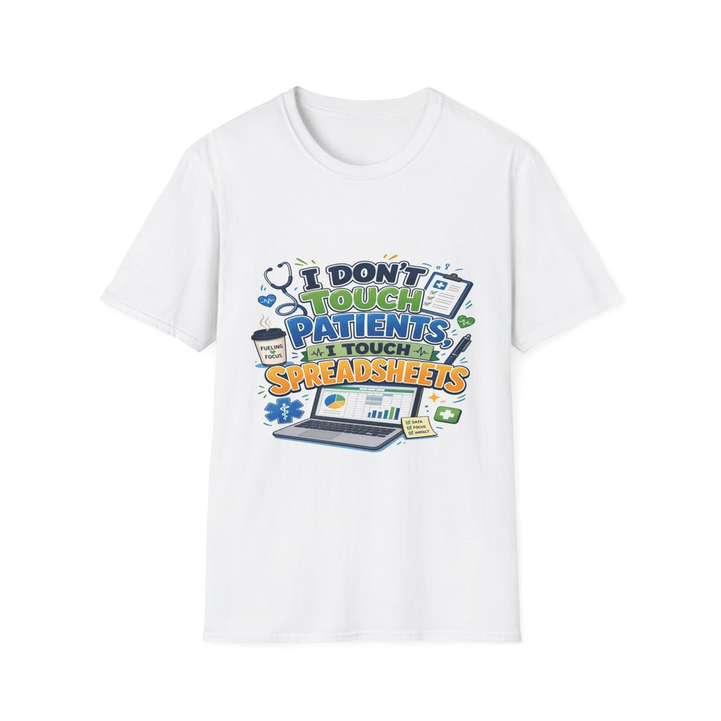 Humorous T-shirt Design Featuring Playful Healthcare And Spreadsheet Imagery- Graphic Tees