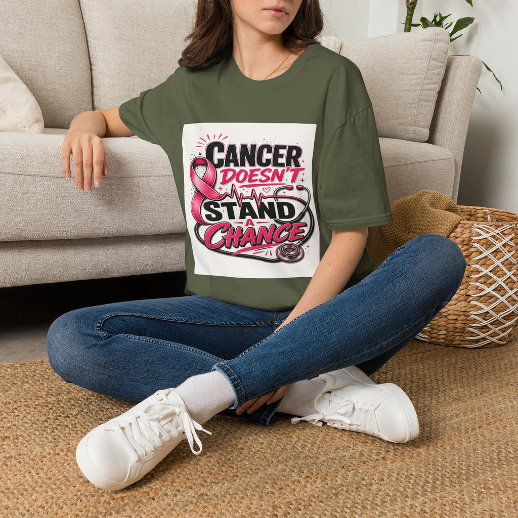 Bold Oncology Nurse Design Featuring Empowering Phrase With Awareness Ribbon- Graphic Tees