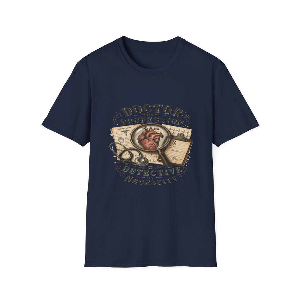 Vintage Detective-Inspired T-Shirt Featuring Anatomical Heart And Magnifying Glass- Graphic Tees