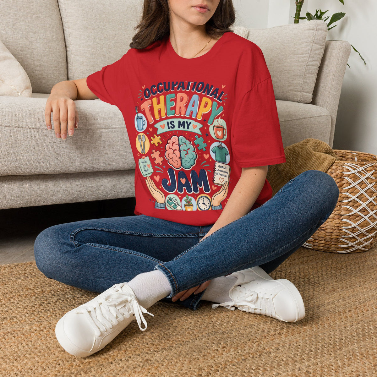 Playful T Shirt Design Celebrating Occupational Therapy Vibrantly Illustrated