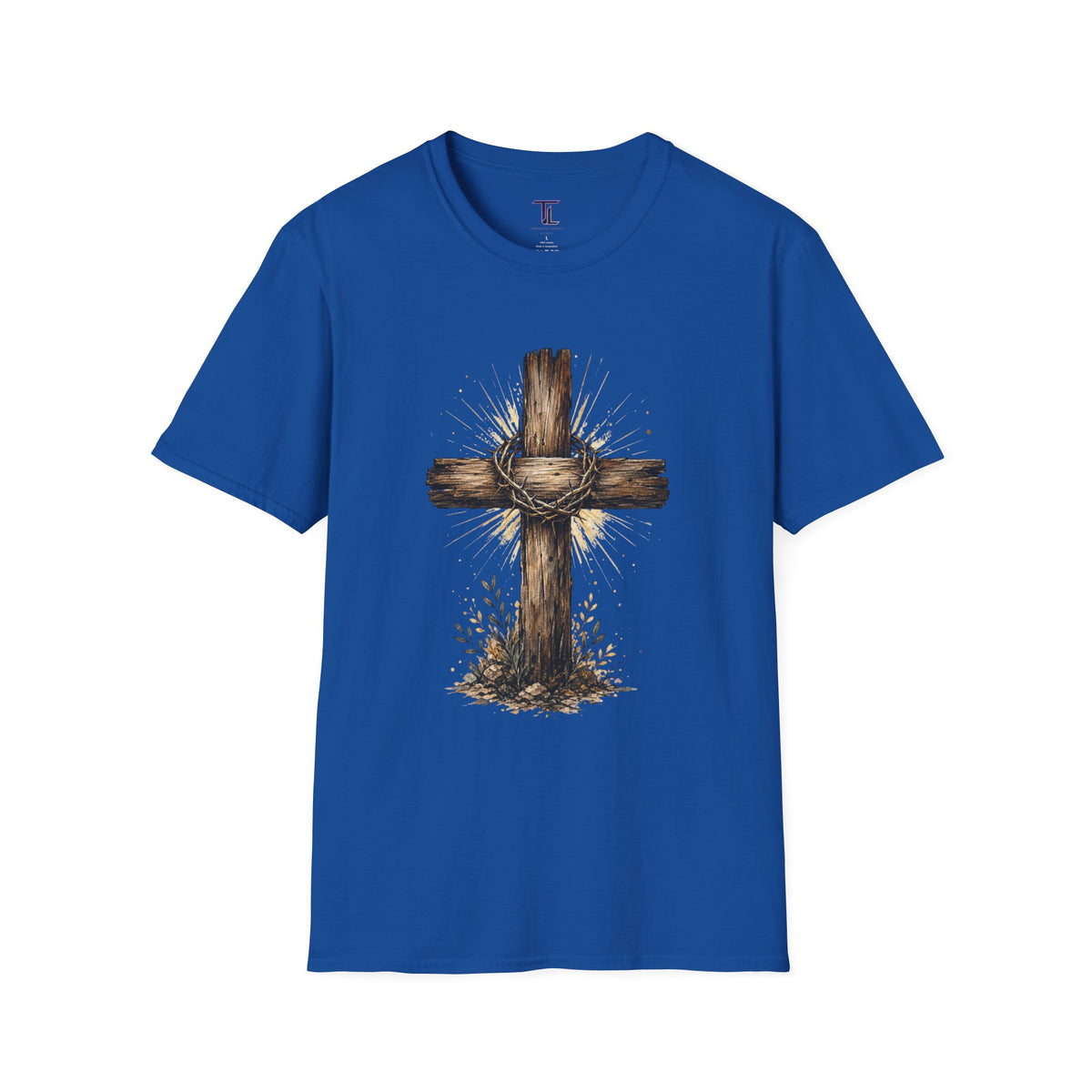 Christian Cross T-Shirt — Rustic Crown of Thorns Design
