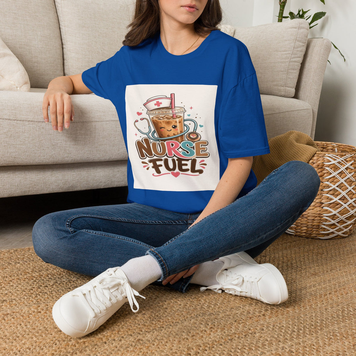 Cute T-Shirt Design Featuring Iced Coffee And Nurse Cap- Graphic Tees
