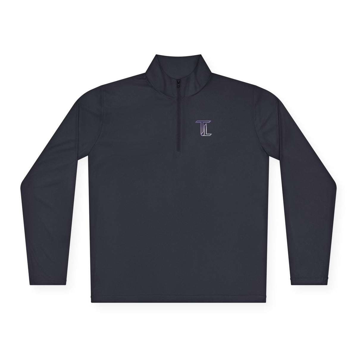 Quarter-Zip Pullover — Minimal Monogram 'T' Embroidered Pullover