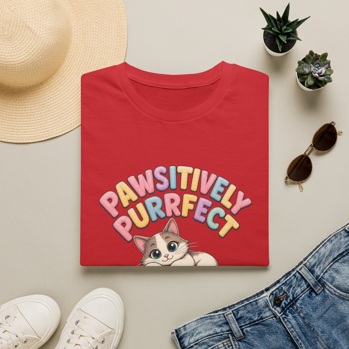 Pawsitively Purrfect Cat T-Shirt — Cute Kitten Yarn Lover Tee