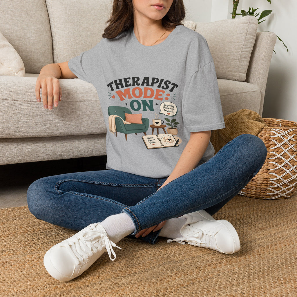 Bold Typography Depicting Therapist Mode With Stylish Illustrations- Graphic Tees