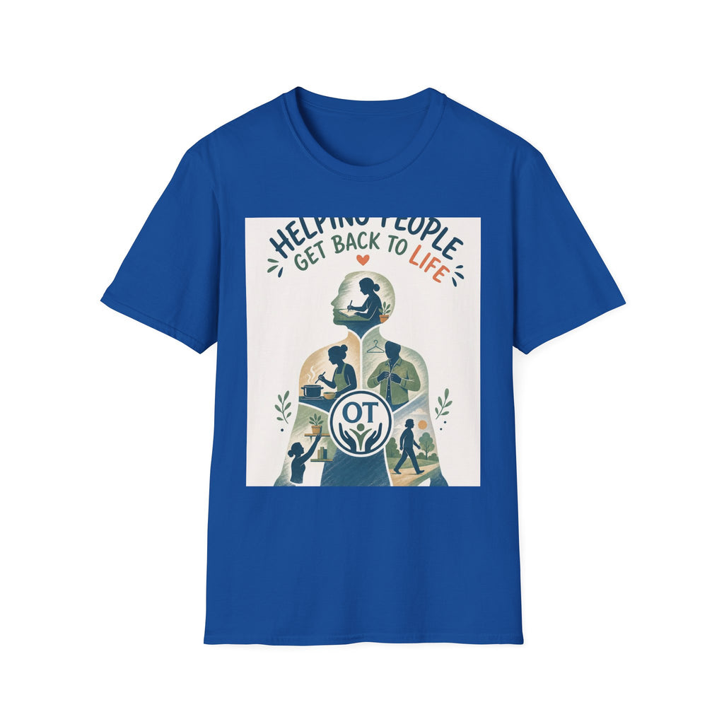 T Shirt Design Featuring Daily Activities Silhouette With OT Symbol