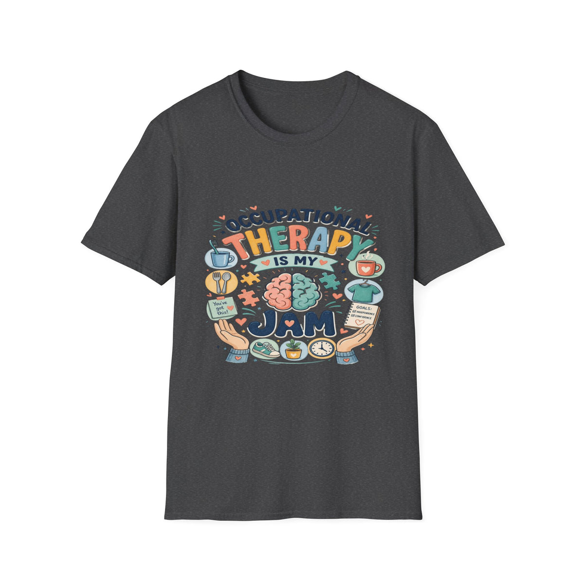 Playful T-shirt Design Celebrating Occupational Therapy Vibrantly Illustrated- Graphic Tees