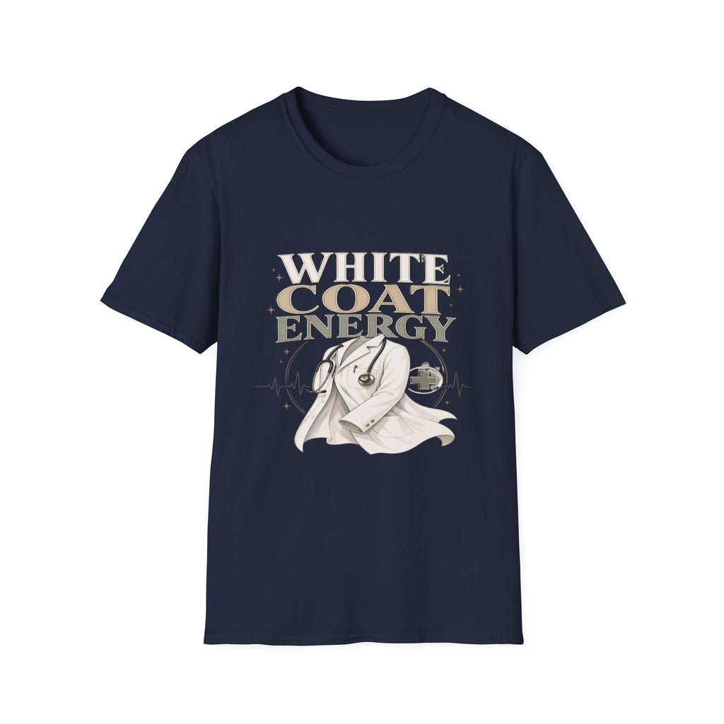 Elegant T-shirt Design Featuring White Coat Energy Typography- Graphic Tees